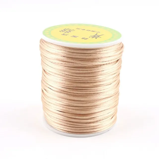 1pc 1mm 80m Satin Silk Rope Nylon Cord Colorful Baby Teether Accessories Teething Necklace Rattail Cord DIY Tool Toys Baby Yellow75M