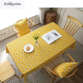 

Free Shipping Duck Pendant Yellow Tablecloth Home/Hotel Table Cover Mantel De Mesa Multifunction Printed Covered Cloth Nappe