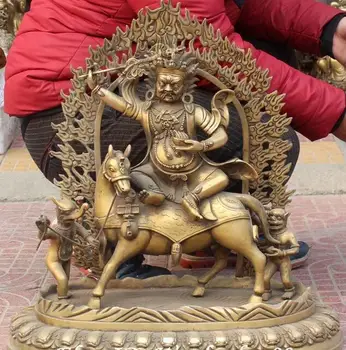 

57cm Tibet Bronze Palden Penden Lhamo Buddha Protector Deity Ride Horse Statue