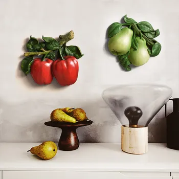 

American Pastoral Resin Fruit Vegetable Shape Wall Mural Crafts Decoration Home Livingroom Kitchen Diningroom 3D Wall Stickers