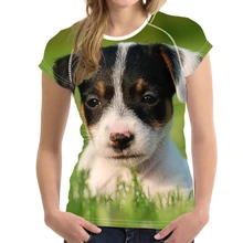 Милый питомец, щенок Джек Рассел терьер принт женские летние футболки модные футболки с круглым вырезом для подростков повседневные короткие футболки