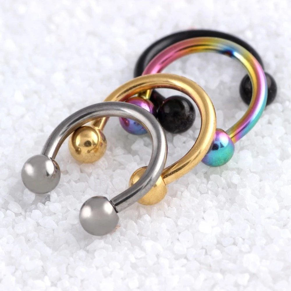 

New Arrive Unisex Titanium Circular Barbell Horseshoe Round Ring U Shape Earbone Nose Hoop Ear Cartilage Tragus Piercing Rings
