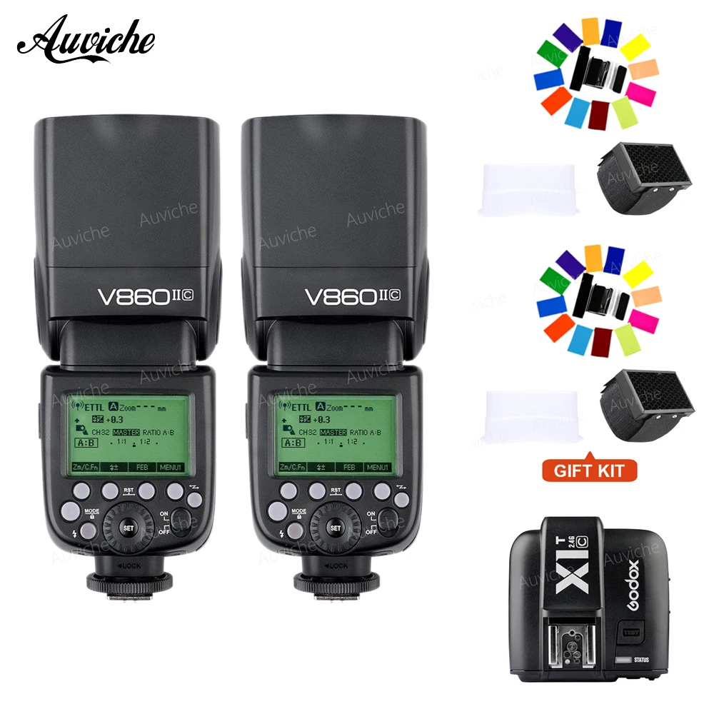 

Godox V860 V860II-C Wireless TTL HSS Flash Speedlite Lithium-ion Battery wtih X1T-C Wireless transmitter for canon camera