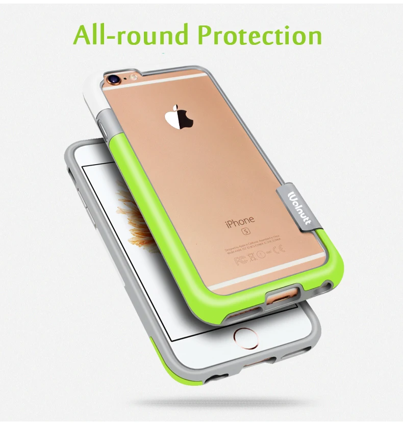 Esamday для iPhone 6S, 4,7 дюймов, 6 цветов, Walnutt, Мягкий Гибридный бампер; TPU чехол-рамка, боковая защита для iPhone 6