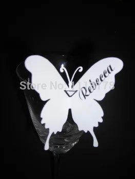 

50pcs Personalized Butterfly Wine Glass Place Cardspc001