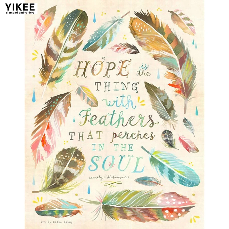 H316 diy diamond painting hope full square embroidery Cross Stitch feathers | Дом и сад
