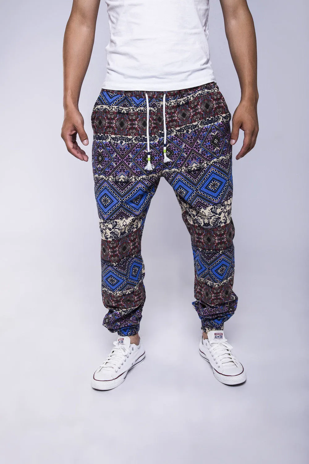 New Men's Cotton Linen Drawstring Gecko 