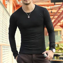 Все новые тонкие мужские футболки с круглым вырезом и длинным рукавом, Базовая рубашка saints, термальная майка, мужские футболки на осень и весну, 9 цветов, T832