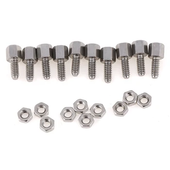 

10Sets 5+7mm Header Plate Bracket Stud Bolt & Nut Nuts Screw D-Sub VGA DB9 DB15 DB25 RS232 COM Serial