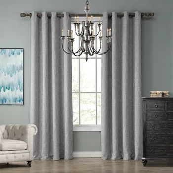 

Faux Linen 70%-85% Shading Custom Made Insulating Modern Style Solid Color Blackout Curtain For Living Room Window