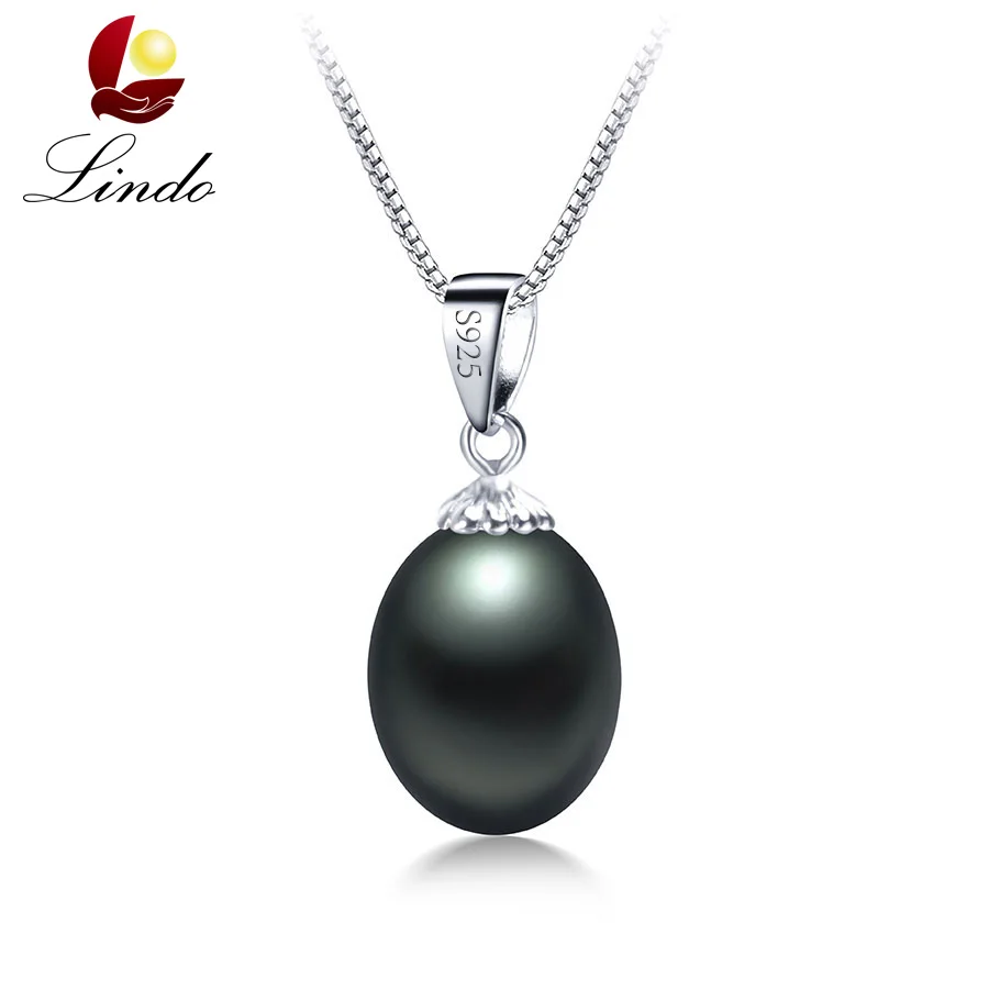 8-9 мм настоящая черная Подвеска из натурального пресноводного жемчуга ожерелье для женщин хорошее качество S925 Стерлинговое серебро ювелирные изделия с цепочкой