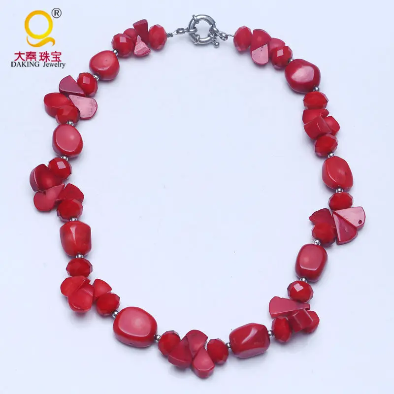 

2016 trendy red coral crystal necklace sweater chain female short paragraph clavicle jewelry high temperament section