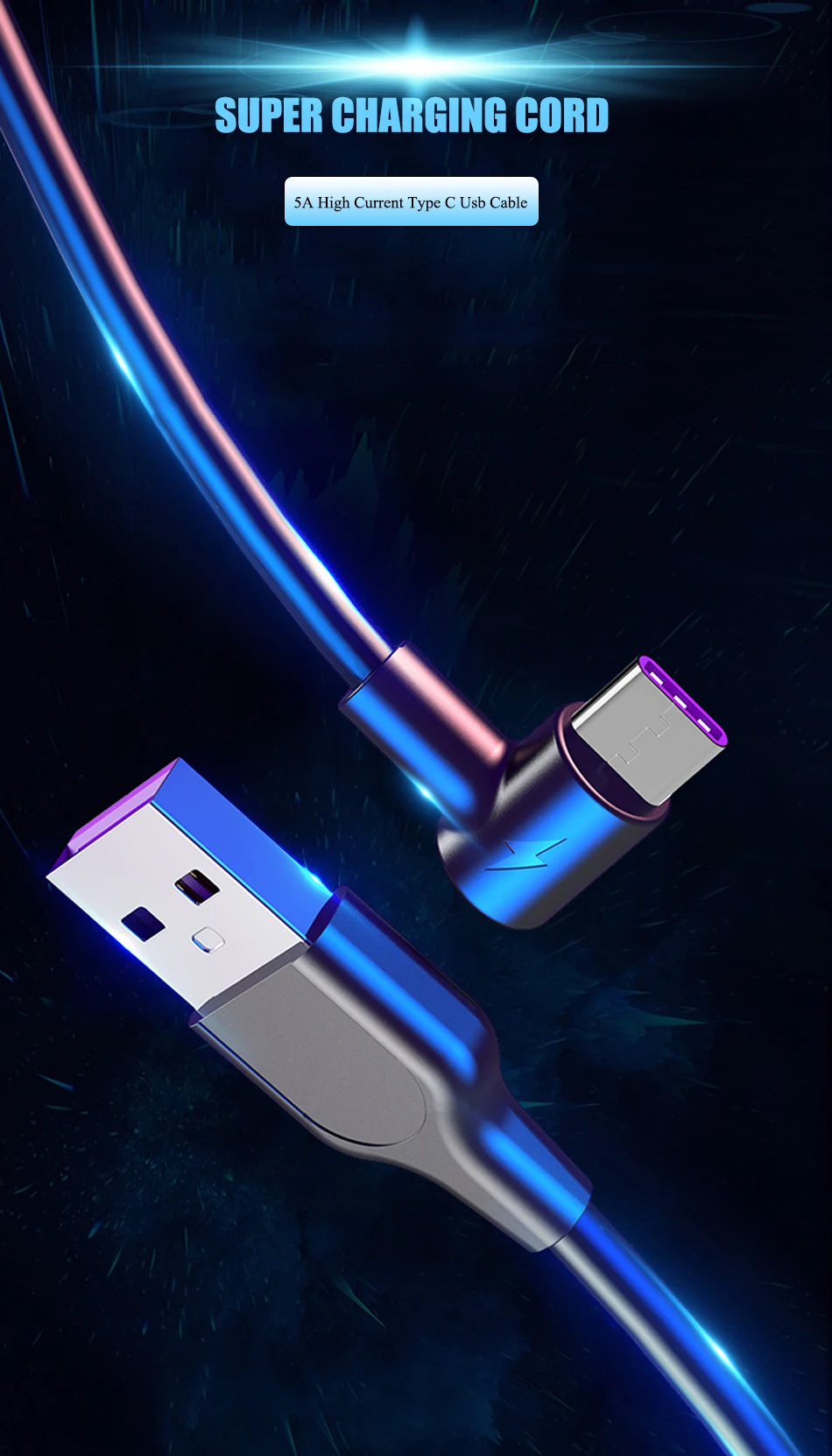 Usb type C кабель 5A SuperCharge мобильный телефон зарядное устройство Шнур супер быстрая зарядка для Xiaomi Oneplus 6t huawei P20 samsung S9 S8 USBC