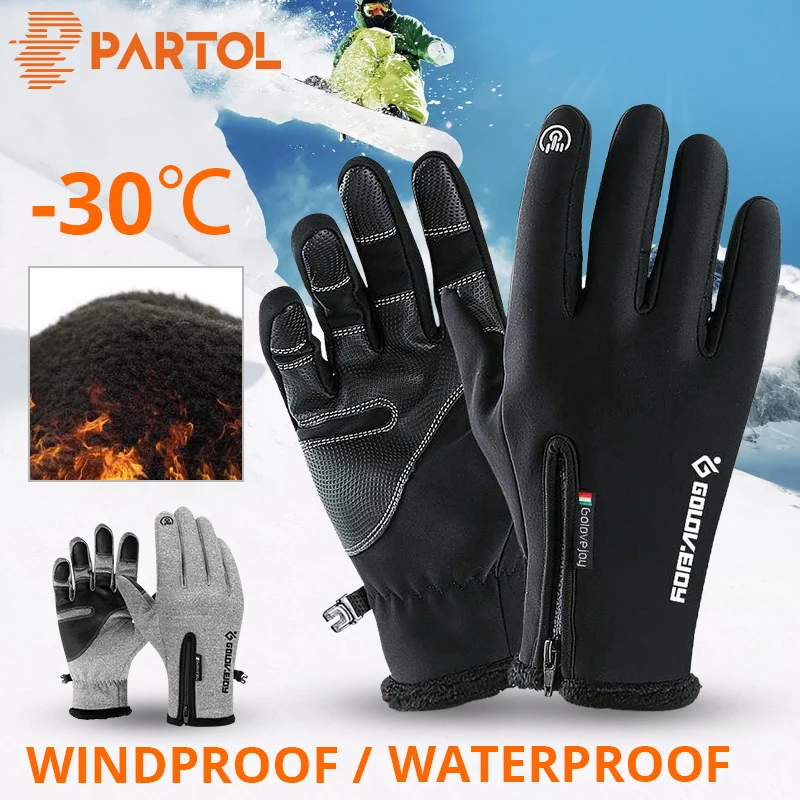 Partol قفازات للدراجات النارية اللمس شاشة الشتاء الذكور الإناث الصوف في الهواء الطلق يندبروف ركوب دراجة موتور التزلج تسلق قفازات