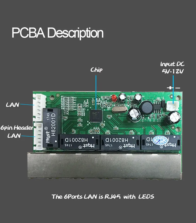 8 Порты 10/100 Мбит/с сети волокна коммутатор PoE Fast Ethernet Панель переключателей модуль завод PCBA компания OEM ODM RJ45 сети UTP Интерфейс
