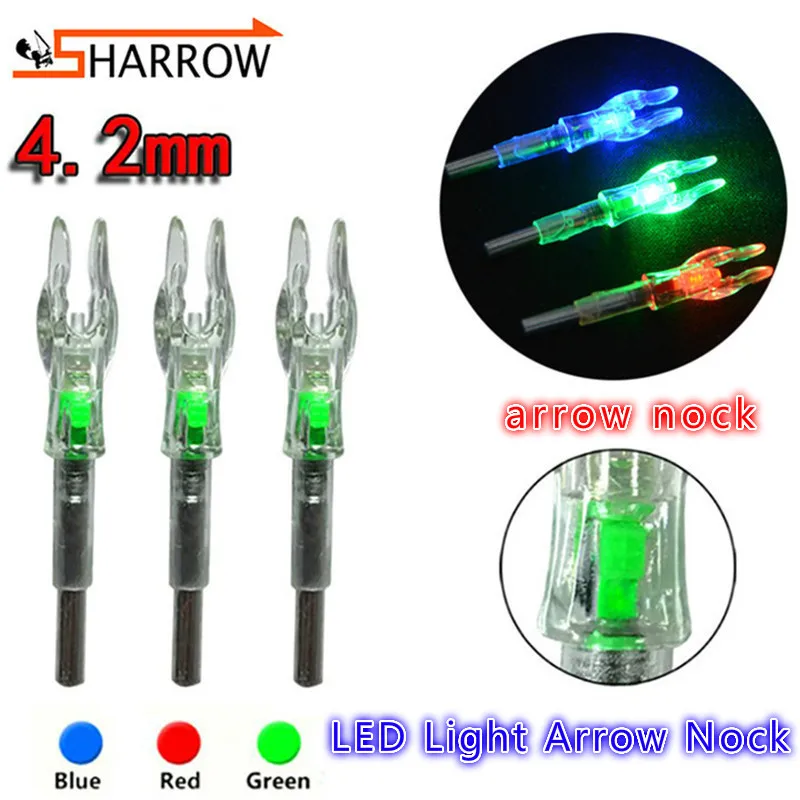 

6pcs 4.2mm Automatic Glowing Arrow Nock Double Card Slot LED Illuminated Arrow Cam For Archery Shooting Hunting Accessories