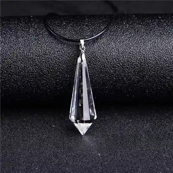 

New natural Clear white crystal pendants for dowsing reiki Chakra healing crystals charms necklace filigree Clear Quartz pendant