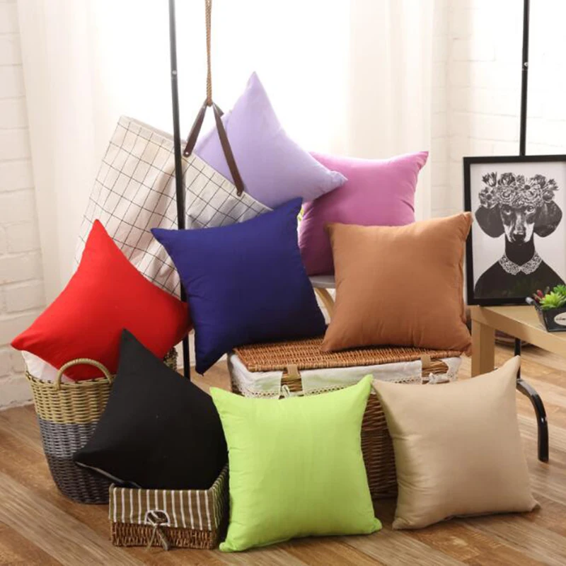 

Nordic Fluffy Soft Comfortable Square Pure Color Cushion Cover Case Room Sofa Throw
