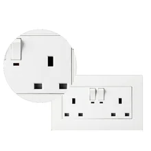 Double 13A UK Switched Socket Wallpad White Panel 250V 146*90mm UK Standard Wall Socket Plug Power Outlet Double 13A UK Switched Socket Wallpad White Panel 250V 146*90mm UK Standard Wall Socket Plug Power Outlet