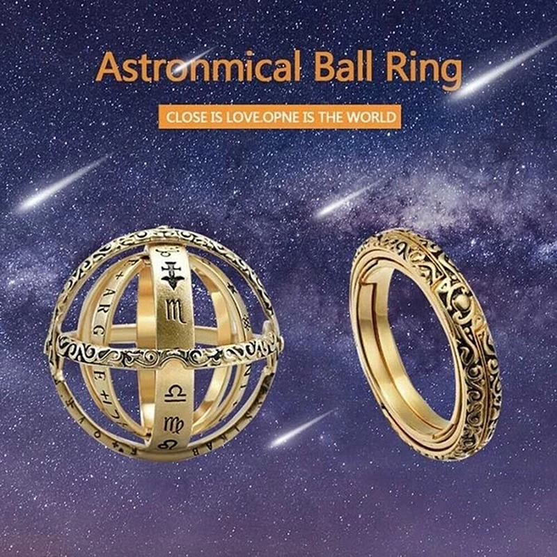 Креативное кольцо с астрономическим шаром для мужчин, вращающееся кольцо-раскладушка, Вселенная Сфера, кольцо созвездия для женщин, ювелирное изделие Z5W773