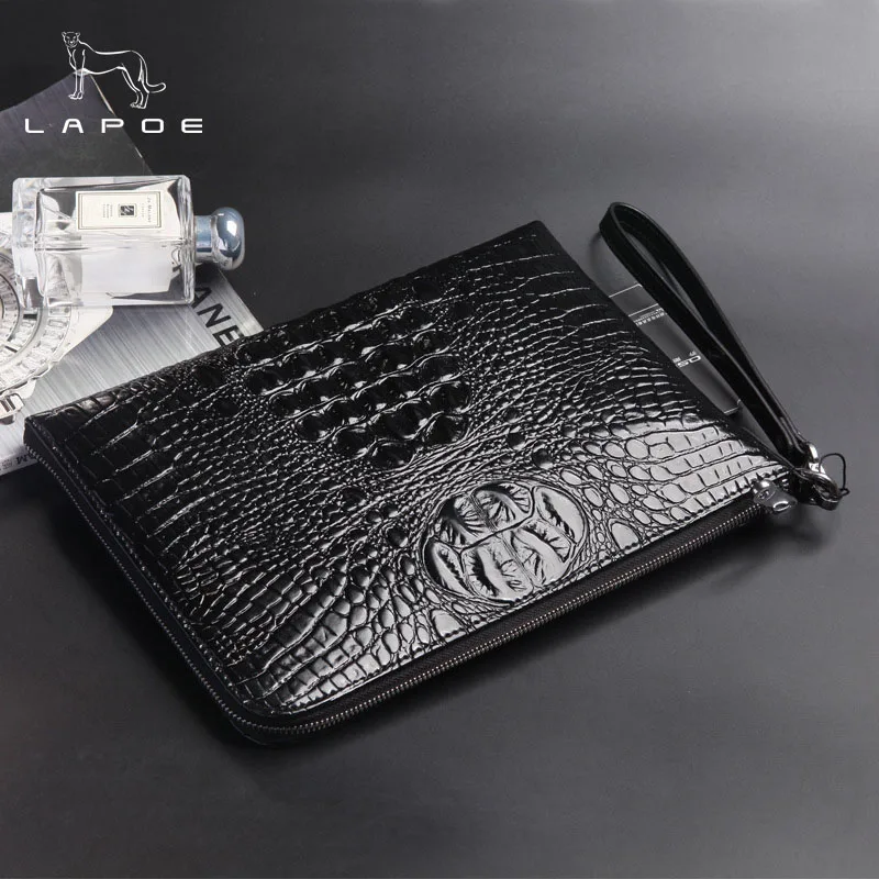 

New Man Genuine Leather Alligator handbag Wristlet clutch made of leather envelope large Korean business casual bag