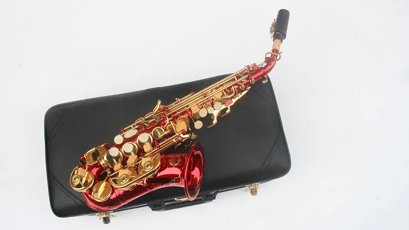 

Suzuki curved New High quality curved Soprano saxophone Bb Musical Instrument for Children Red saxophone Professional level