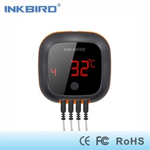 Inkbird IBT-4XS Portable Wireless Meat Grill Oven Smoker BBQ Thermometer with Rechargeable Battery and Magnetic Back Four Probes