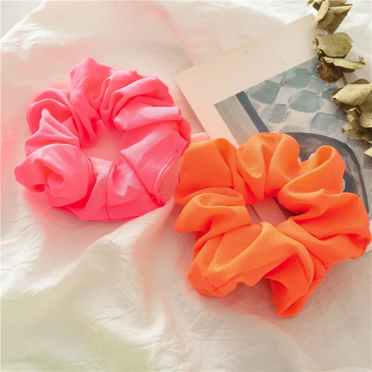 New arrival Fashion summer women Neon color hair scrunchies girl's Fluorescent Ponytail Holder Hair bands Accessories