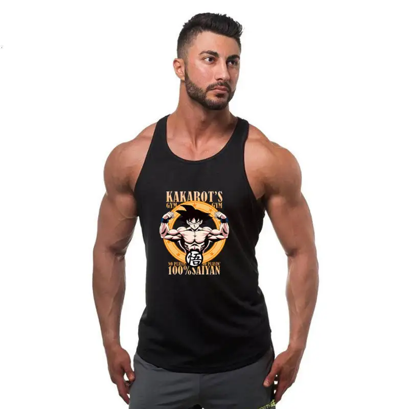 

Bodybuilding Dragon Ball Tank Tops 2019 Men Clothing Anime Tops Naruto vest Fitness Tops Tees super saiyan singlets Vest