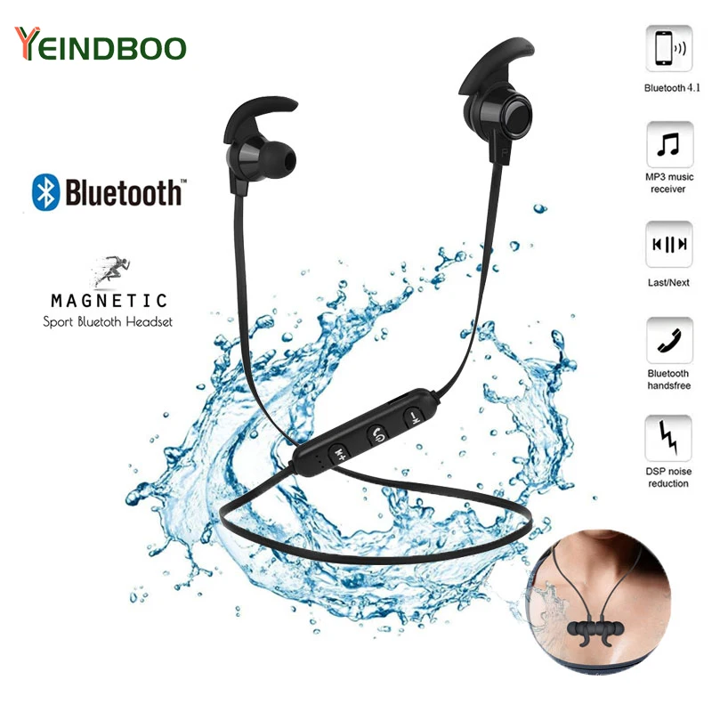 

YEINDBOO Magnetic Bluetooth Earphone Sport Headphone 4.2 with Build-in Mic Headphone Bluetooth Headset Hands free
