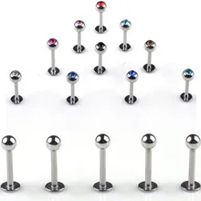 10x оптом из нержавеющей стали для губ подбородок Лабрет кольцо Бар гвоздик для козелка мяч пирсинг