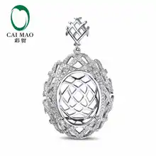 Caimao Маунт Semi подвеска овальной огранки настройки и 0.97 КТ Diamond 14 К Белое золото Gemstone Обручение Ювелирные украшения