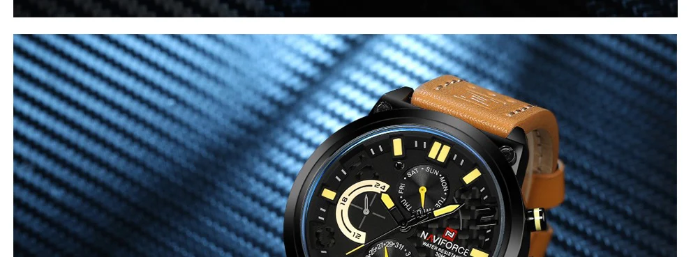 Naviforce модные Повседневное Элитный бренд аналоговые кварцевые часы человек Спортивные часы Для мужчин Водонепроницаемый Наручные часы