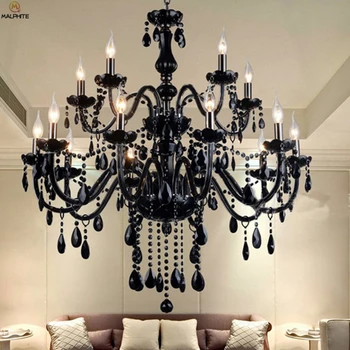 

Nordic Black Crystal Hanging Pendant Lamp Living Room Bedroom Vintage Candle Lighting Pendant Lamp Modern Indoor Luminaire