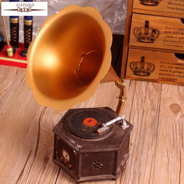 Zakka Shabby Chic Gramophone Resin Handicraft Vintage Home Decor ... Zakka Shabby Chic Gramophone Resin Handicraft Vintage Home Decor ...