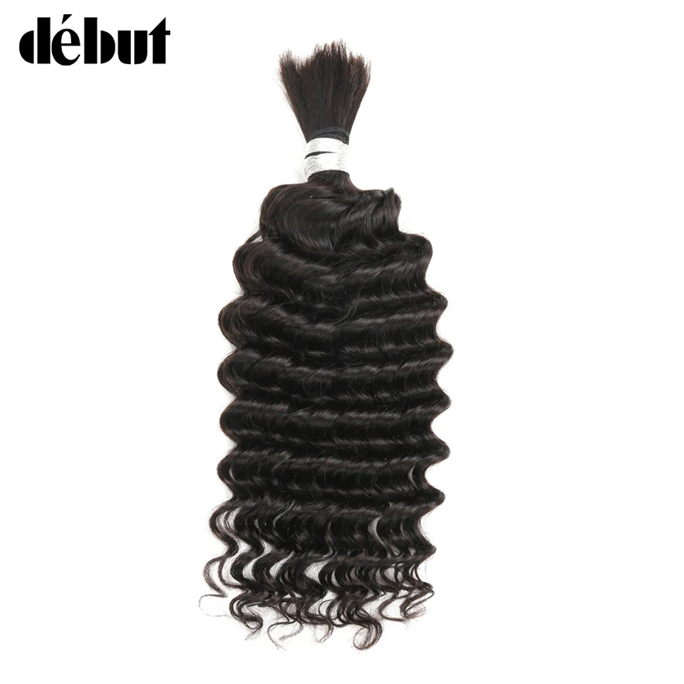 

Debut Hair Bulk Human Braiding Hair Bulk Braiding No Weft 1 PC Remy Brazilian Deep Wave Bulk Hair Extension Crochet Free Ship