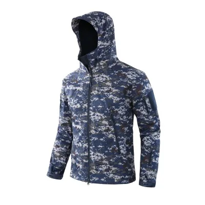 Одежда для охоты, для улицы, Акула, кожа Tad V4, тактическая Millitary softshell куртка, костюм для мужчин, водонепроницаемая, боевая, флисовая куртка для мужчин - Цвет: Digital Blue