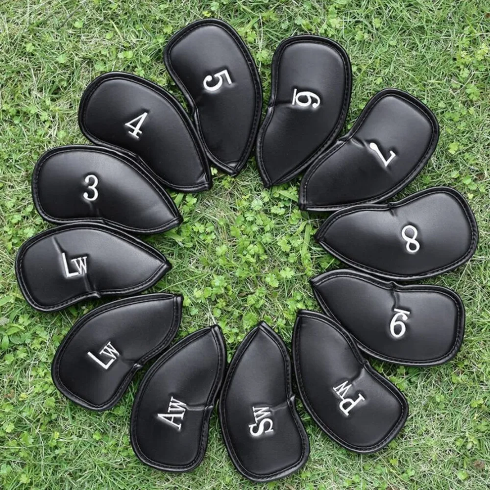 12PCS Durable Thick PU Leather Head Cover for Golf Iron Club Putter