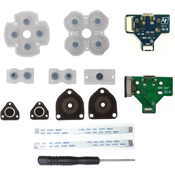 

12/14pin Charging USB charger board+12/14pin Power Switch Ribbon Lighter Cable+1 Set Silicone Conductive pad For PS4 Controller