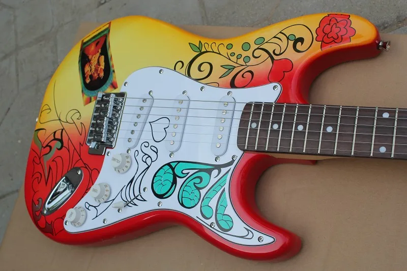 Фабрика магазин цветы ST палисандр гриф 6 строка Гитары Guitarra|guitarra f|electric guitarf guitar |