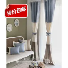 Короткие модные тени ткань синий и белый ретро Полосатый Сращивание текстильные панели современные шторы для дома