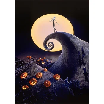 

Colorwonder 5x7 Halloween Vinyl Backdrop Pumpkin Lantern Yellow Moon Jack Photographic Seamless Theme Party Photo Backgrounds