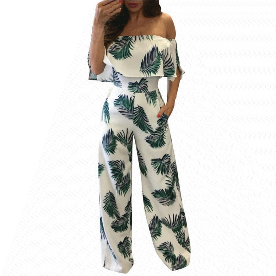 feitong Strapless Women Jumpsuit Rompers Long Pants Ladies Wide Leg ...