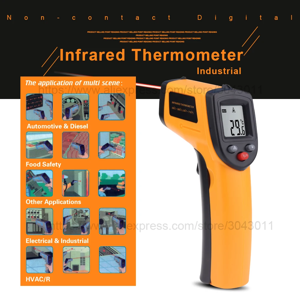 Бесконтактный инфракрасный термометр, мини промышленный цифровой инфракрасный термометр-50~ 380 градусов, лазерный температурный пистолет, измерительные инструменты