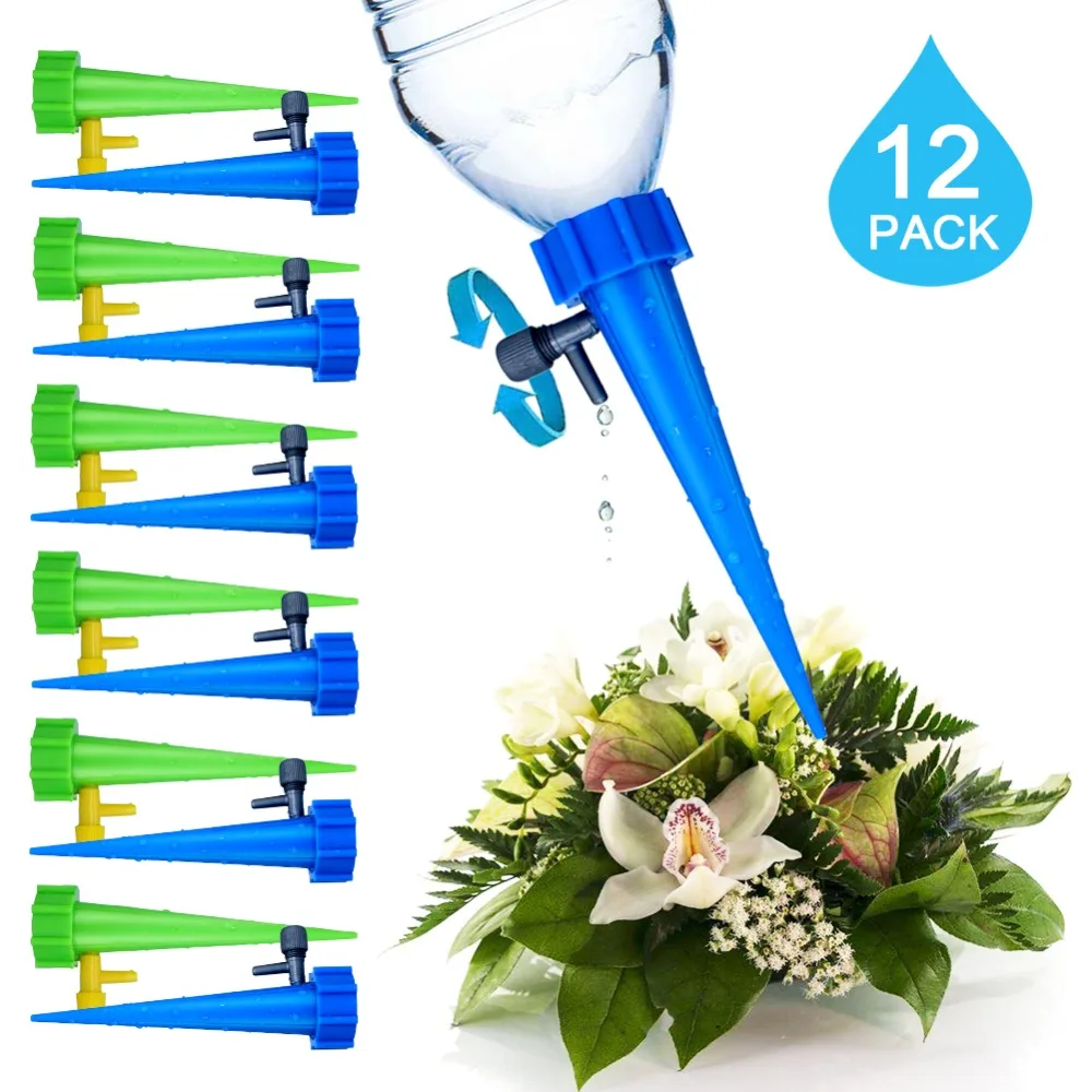

12Pcs Plant Self Watering Spikes Adjustable Stakes System Vacation Plant Waterer
