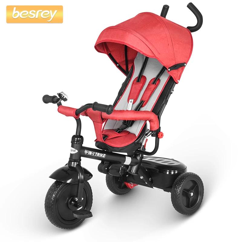 

Besrey 4 in 1 Baby Tricycle Push Trike Three Wheels Stroller Children Bike Sitting and Riding