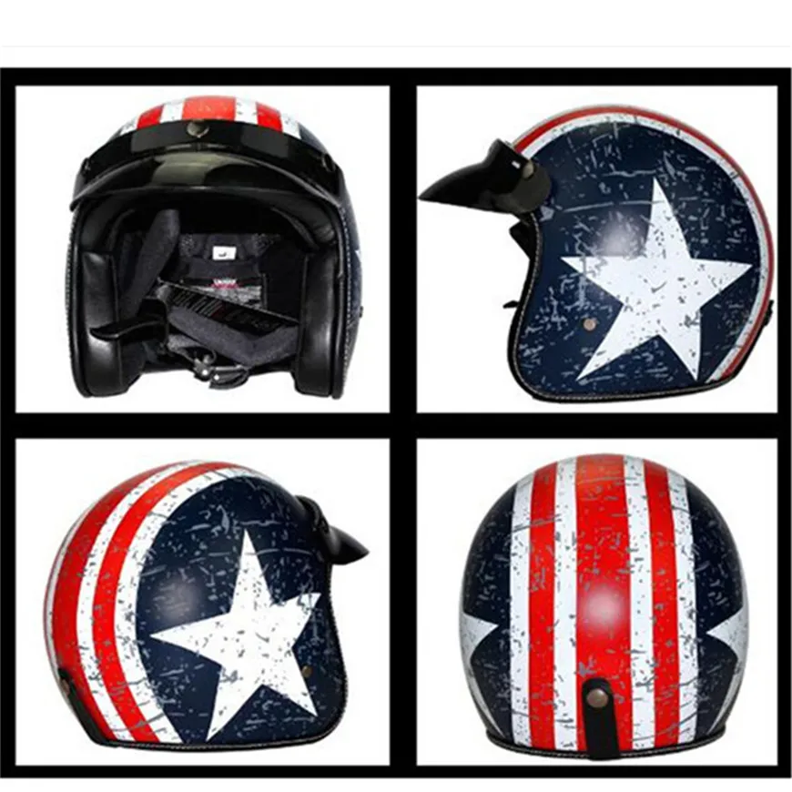 

HOT SELL black Motorcycle Motorbike Rider open Retro for Harley Helmet Visor With Collar Vespa Open Face Half Motor casco