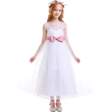 Fashion New Kids Dresses for Girls Lace Tulle Long Dress Wedding Party Kid Girls Bridesmaid Dress Elegant Princess Girls Dress 2017 new luxury sweet jacquard lace girls princess long sleeves dresses for wedding birthday party spring kids white color dress