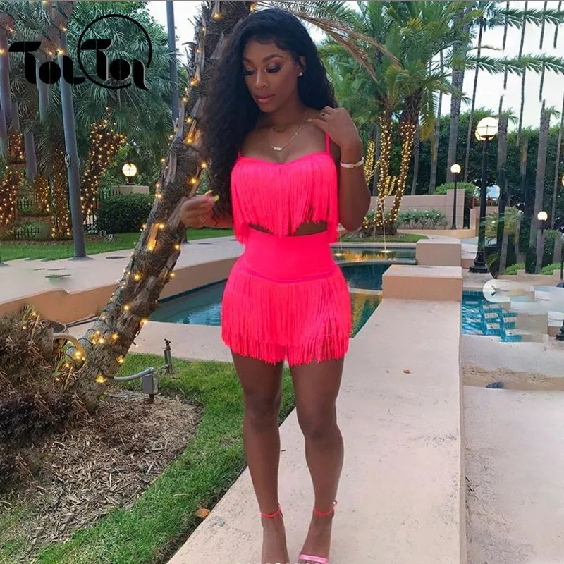 

2019 New Women Summer Tassel Dress Elegant Club Party Dress Sexy Off Shoulder Tassel Embellished Mini Fringe Dress