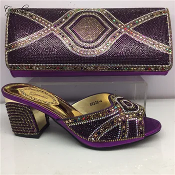 

Most fashion purple high heel shoes and handbag set with stones for fashion lady GY29 heel height 6cm